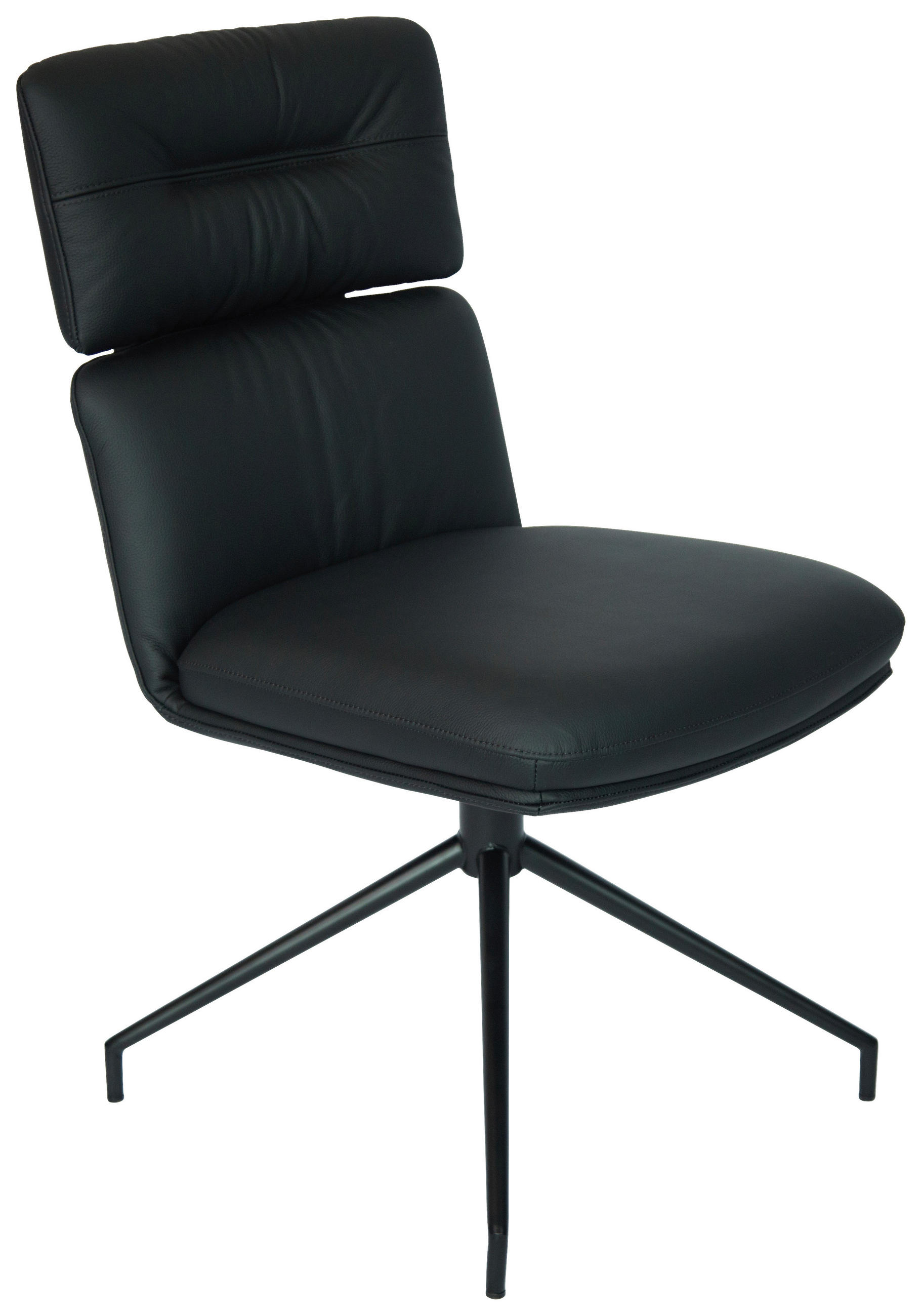 STUHL  in Eisen Echtleder pigmentiert Metall, Leder  - Schwarz, Design, Leder/Metall (50/92/64,5cm) - Dieter Knoll
