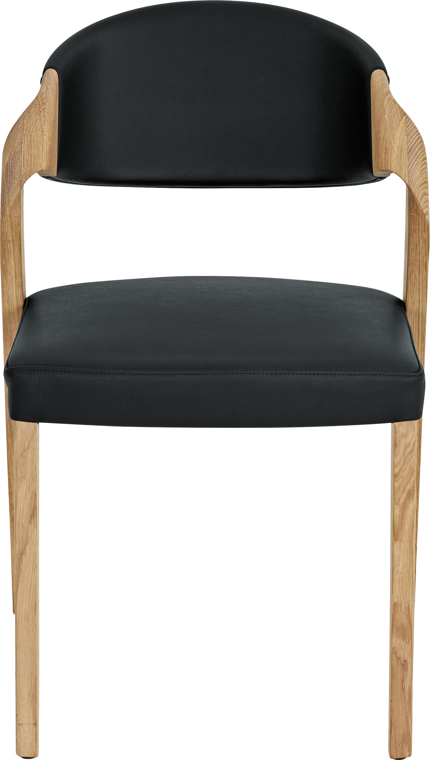 STUHL in Echtleder pigmentiert - Eichefarben/Dunkelblau, Natur, Leder/Holz (53/82/57cm) - Voglauer