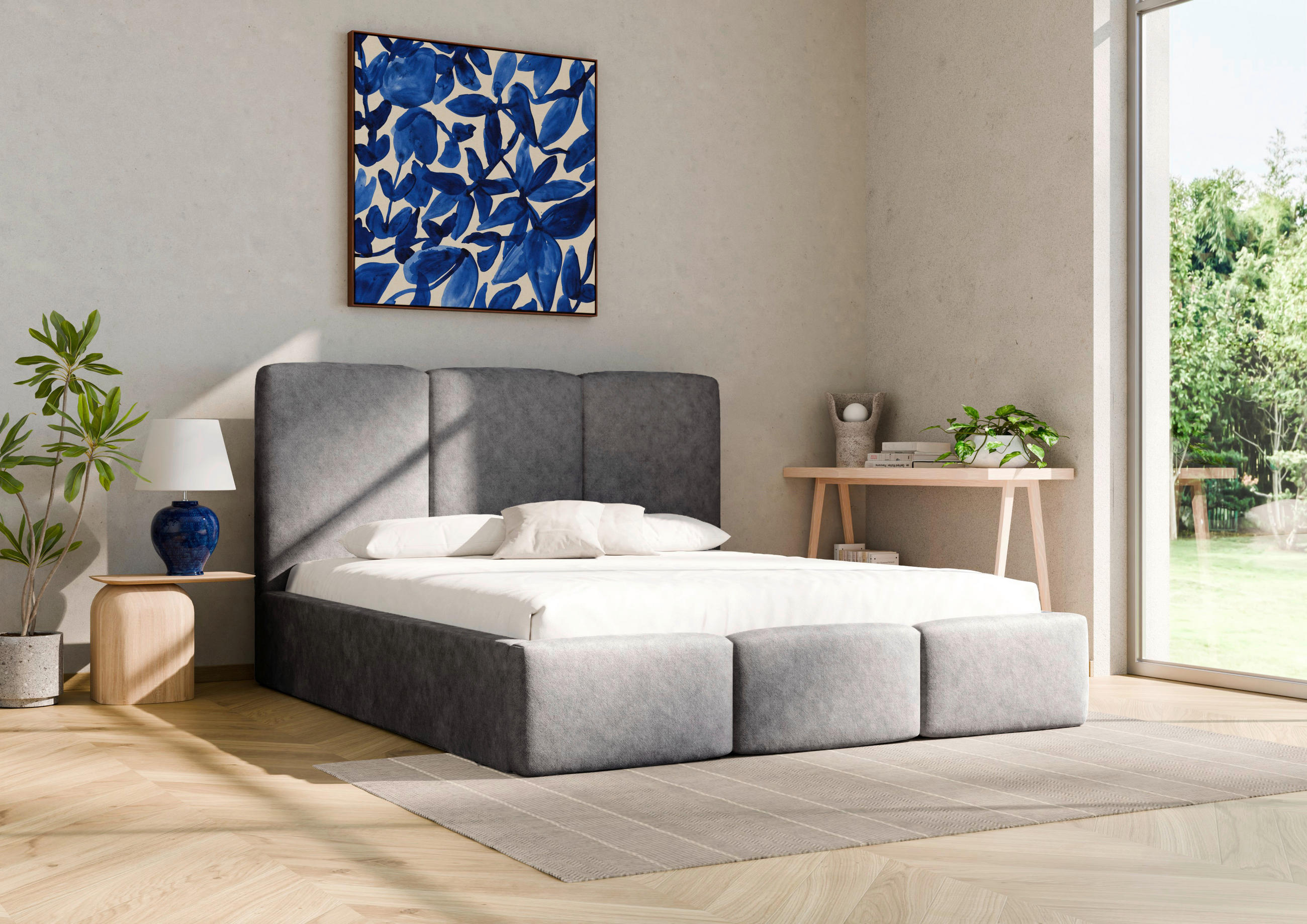 POLSTERBETT Lattenrost, Bettkasten 180/200 cm  in Graphitfarben  - Schwarz/Graphitfarben, Design, Holz/Textil (180/200cm) - Boxxx
