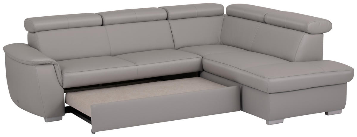 SEDACÍ SOUPRAVA, textil, kůže, platinová - barvy stříbra/platinová, dřevo/textil (262/211cm) - Celina Home