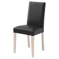 STUHL  in Lederlook Textil  - Schwarz/Sonoma Eiche, KONVENTIONELL, Holz/Textil (44/92/57cm) - Carryhome