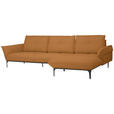 ECKSOFA in Echtleder Braun  - Schwarz/Braun, Design, Leder/Metall (319/182cm) - Valnatura