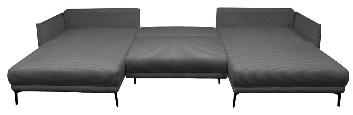 WOHNLANDSCHAFT NUOVO U Grau Cord  - Schwarz/Grau, Design, Textil/Metall (194/360/194cm) - MID.YOU