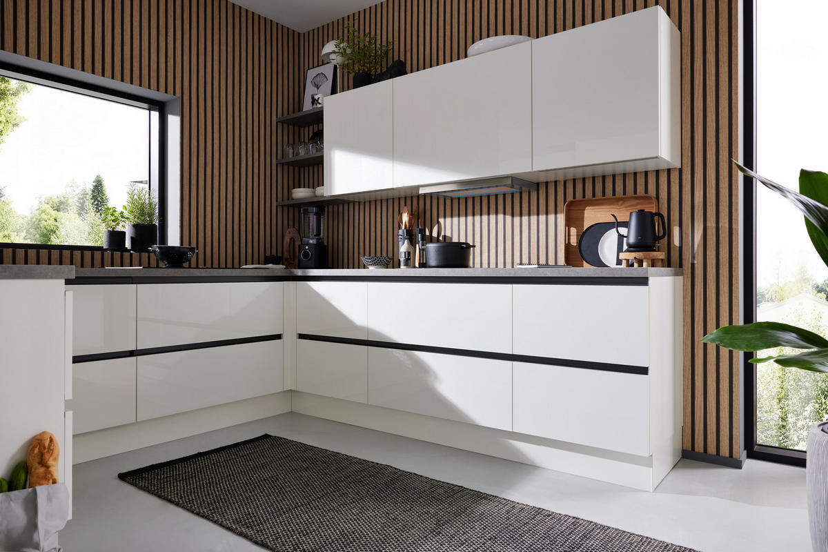 EINBAUKÜCHE ULTRA GLISS  - Weiß, Design, Holzwerkstoff - Novel