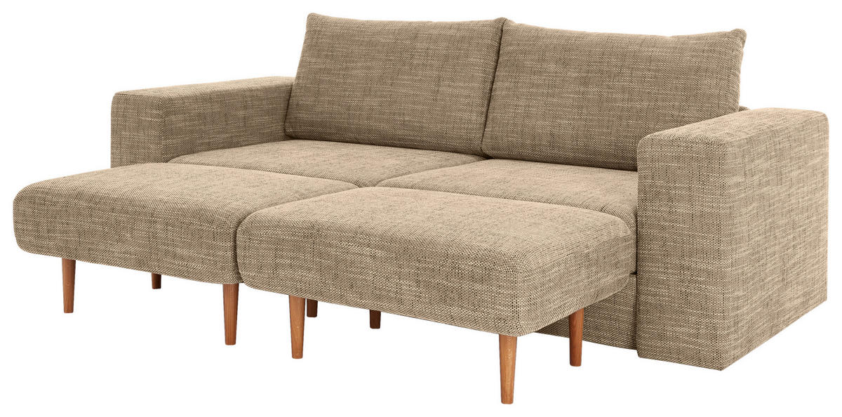 ZWEISITZER-SOFA inkl. Hocker Webstoff Braun, Beige  - Beige/Schwarz, Design, Kunststoff/Textil (172/96/107cm) - LOOKS by W.Joop