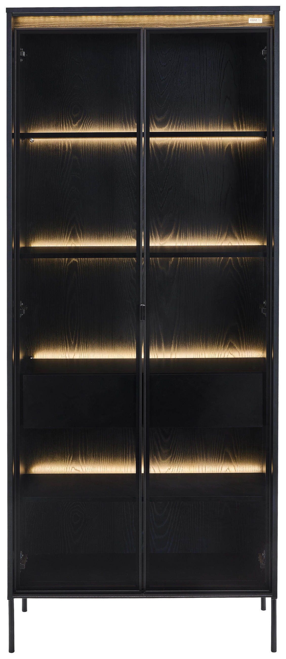 VITRINE in Schwarz  - Schwarz, Design, Glas/Holzwerkstoff (86/204/34cm) - Hom`in