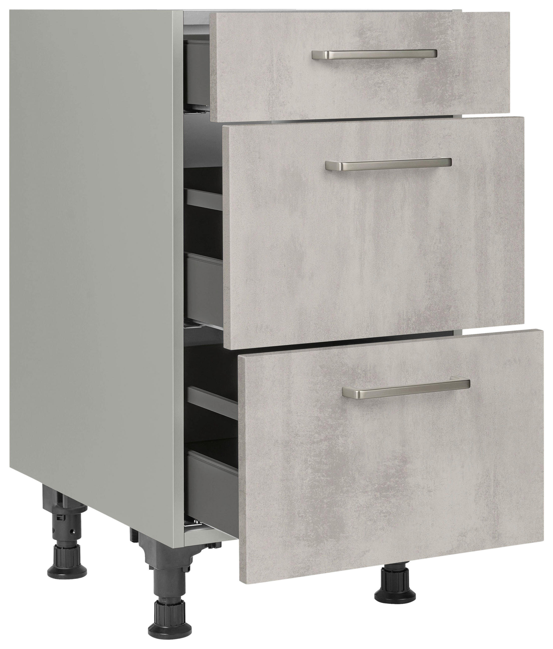 SCHUBKASTENUNTERSCHRANK 45/87/56 cm  in Hellgrau  - Edelstahlfarben/Hellgrau, MODERN, Holzwerkstoff/Metall (45/87/56cm) - Nobilia