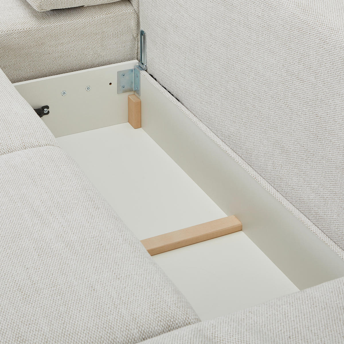WOHNLANDSCHAFT in Flachgewebe Beige  - Beige/Buchefarben, Konventionell, Holz/Kunststoff (283/371/208cm) - Livetastic