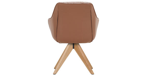 ARMLEHNSTUHL in Chenille, Lederlook - Eichefarben/Terracotta, MODERN, Holz/Textil (60/83/65cm) - Novel