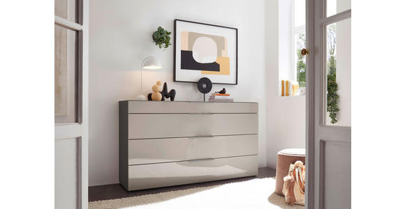 SIDEBOARD Graphitfarben, Grau  - Schieferfarben/Schwarz, Basics, Glas/Holzwerkstoff (160/91,2/43cm) - Dieter Knoll