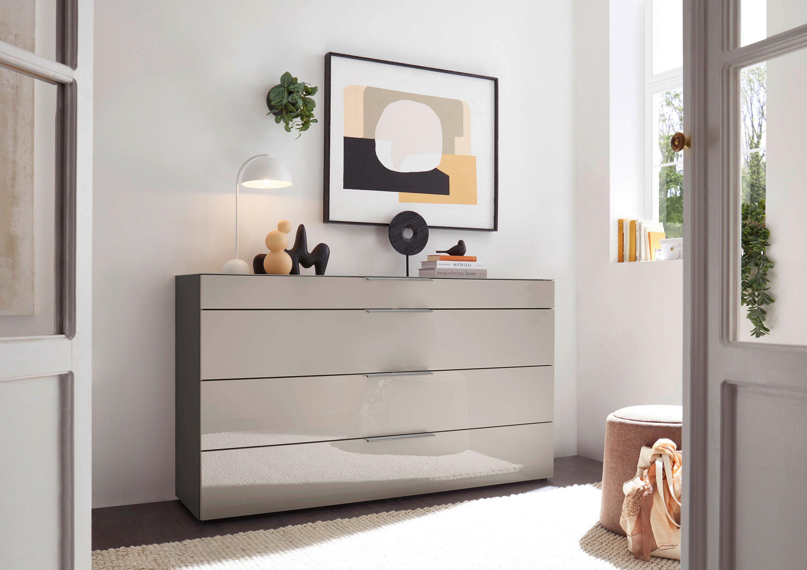 SIDEBOARD  in 160/91,2/43 cm  - Schieferfarben/Schwarz, Basics, Glas/Holzwerkstoff (160/91,2/43cm) - Dieter Knoll