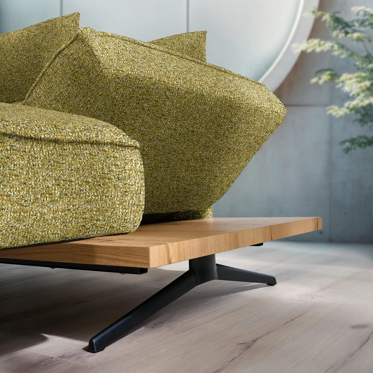ECKSOFA Chenille Grün, Goldfarben  - Goldfarben/Schwarz, Design, Holz/Textil (240/132cm) - Koinor