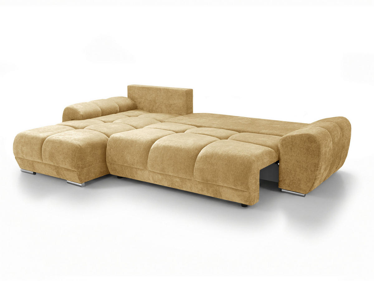 ECKSOFA  in Chenille Senfgelb  - Chromfarben/Senfgelb, KONVENTIONELL, Kunststoff/Textil (183/290cm) - Xora
