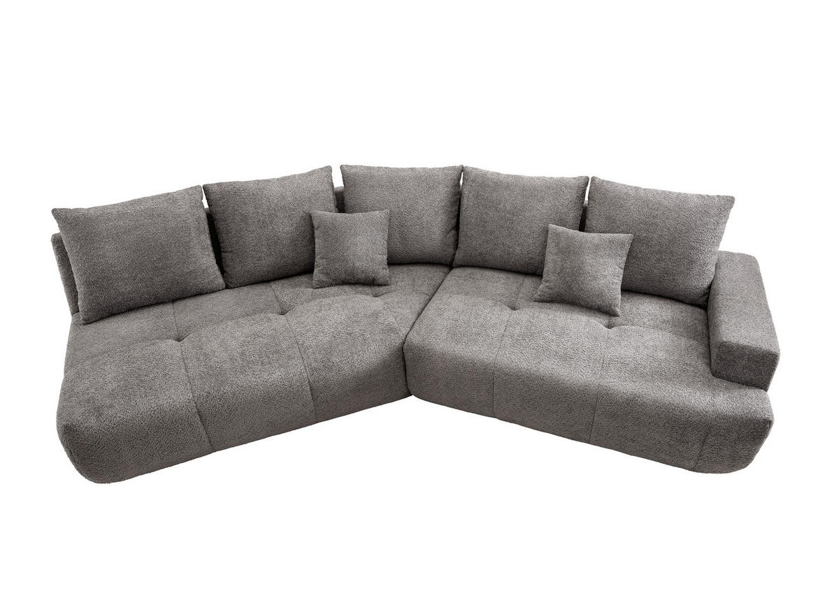 BIGSOFA Bouclé Anthrazit  - Anthrazit/Schwarz, MODERN, Kunststoff/Textil (323/91/155cm) - Livetastic