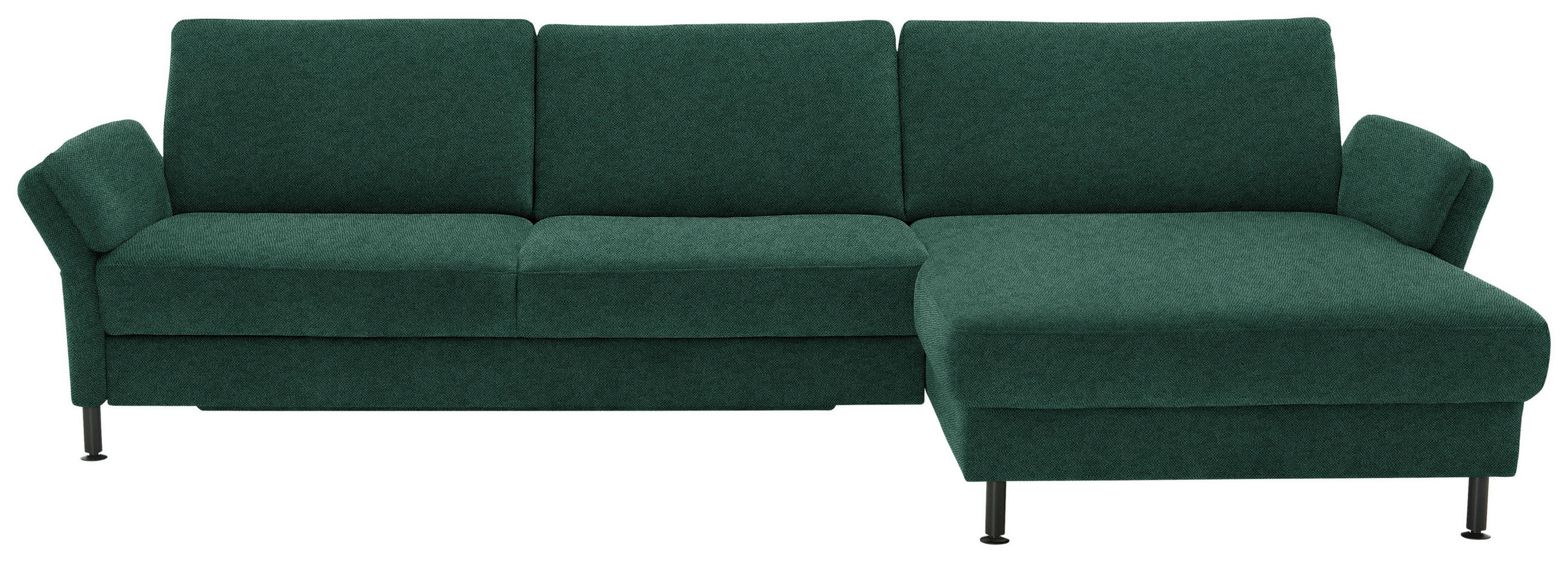 ECKSOFA Dieter Knoll in Chenille, Flachgewebe Waldgrün  316/175 cm  - Waldgrün/Schwarz, Design, Textil/Metall (316/175cm) - Dieter Knoll