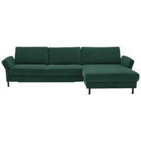 ECKSOFA Dieter Knoll in Chenille, Flachgewebe Waldgrün  316/175 cm  - Waldgrün/Schwarz, Design, Textil/Metall (316/175cm) - Dieter Knoll