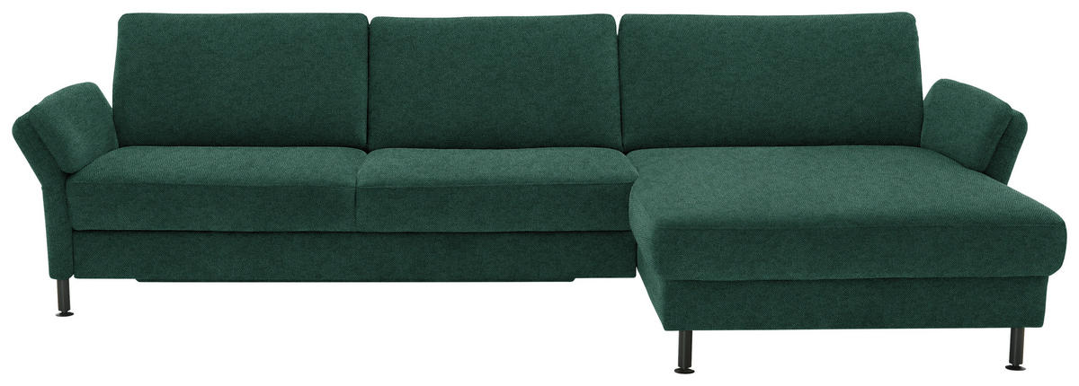 ECKSOFA Dieter Knoll in Chenille, Flachgewebe Waldgrün  316/175 cm  - Waldgrün/Schwarz, Design, Textil/Metall (316/175cm) - Dieter Knoll