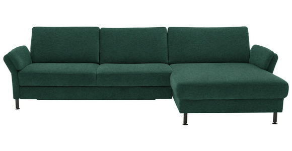 ECKSOFA Dieter Knoll in Chenille, Flachgewebe Waldgrün  316/175 cm  - Waldgrün/Schwarz, Design, Textil/Metall (316/175cm) - Dieter Knoll