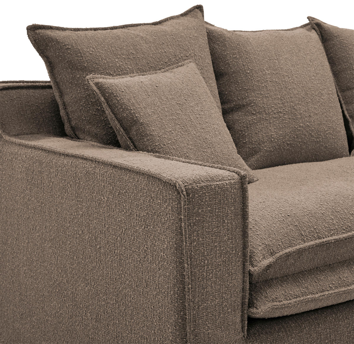 HUSSEN-3-SITZER-SOFA in Bouclé Braun  - Schwarz/Braun, Trend, Kunststoff/Textil (227/92/105cm) - Livetastic