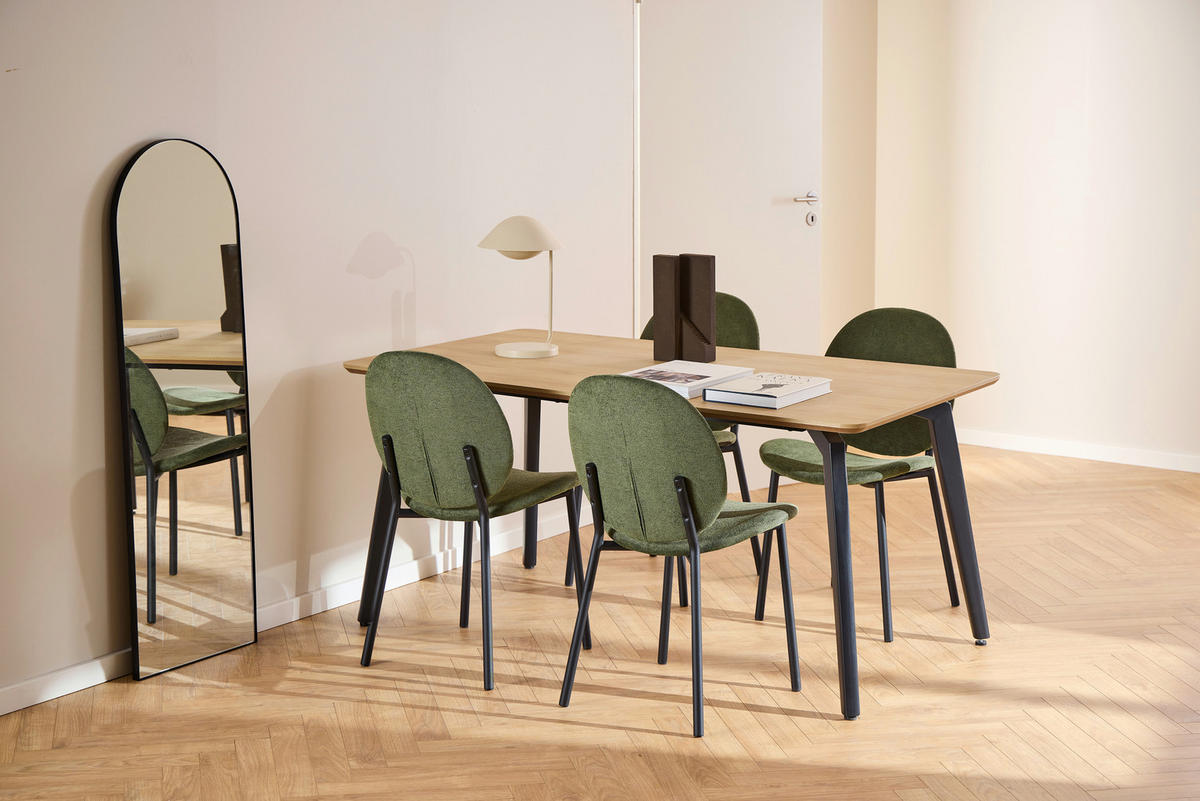 ESSTISCH rechteckig Naturfarben  - Schwarz/Naturfarben, Trend, Holzwerkstoff/Metall (160/75/90cm) - MID.YOU