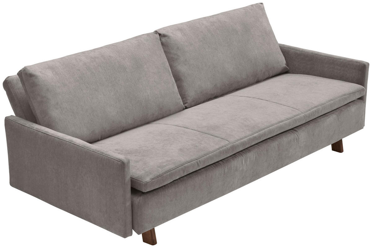 SCHLAFSOFA Flachgewebe Greige  - Greige/Eichefarben, KONVENTIONELL, Holz/Textil (220/85/98cm) - Carryhome
