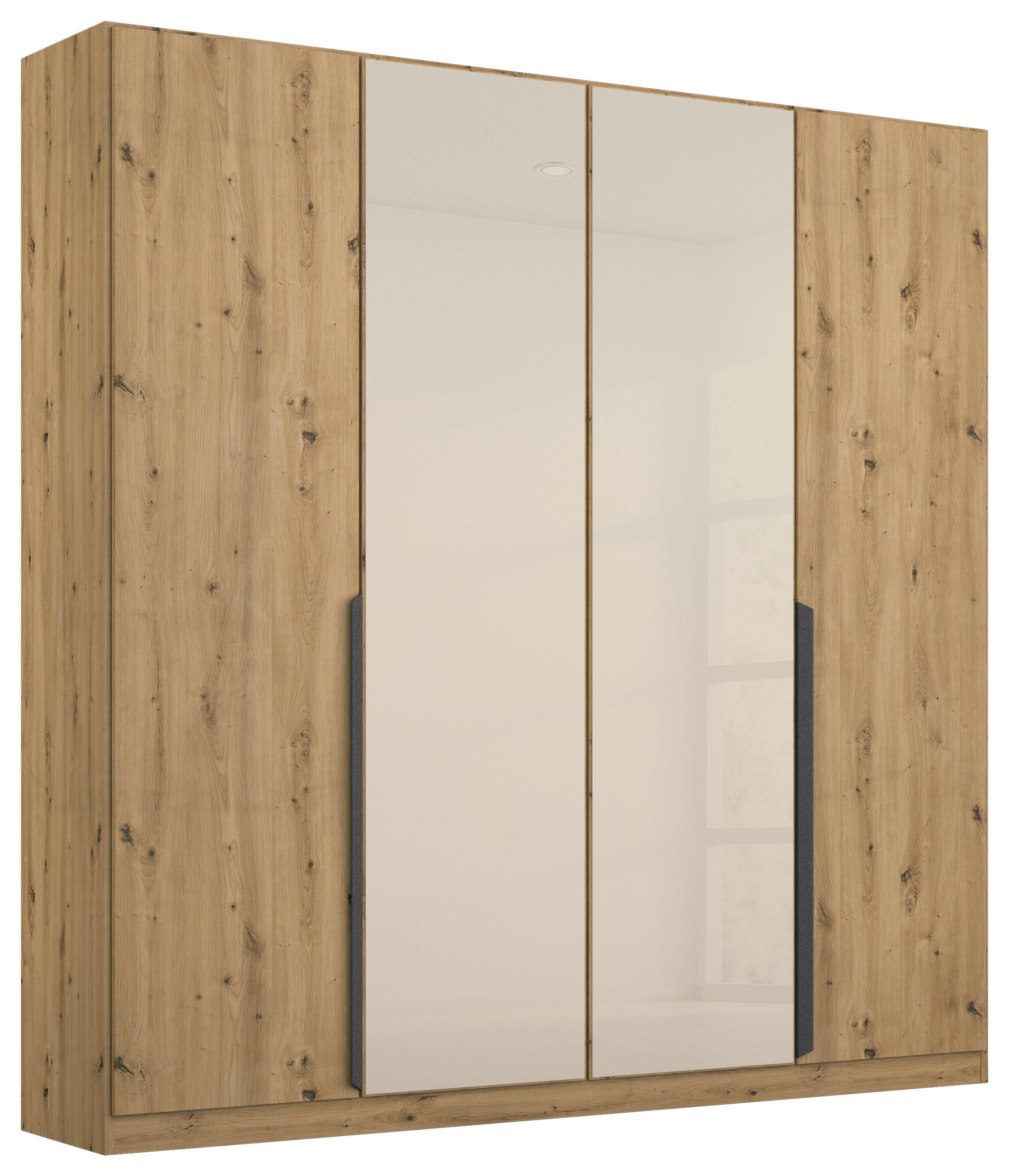 DREHTÜRENSCHRANK in Champagner, Eiche Artisan  - Champagner/Eiche Artisan, Modern, Glas/Holzwerkstoff (181/210/54cm) - Rauch Möbel