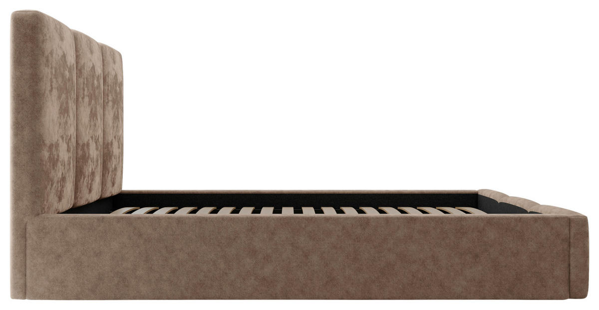POLSTERBETT Lattenrost, Bettkasten 140/200 cm  in Schlammfarben  - Schlammfarben/Schwarz, Design, Holz/Textil (140/200cm) - Boxxx