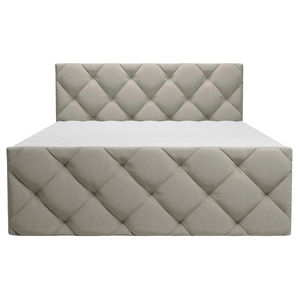 Thumbnail - Carryhome Boxbett, Greige, Textil, H3, Höhe ca. 20 cm, 180x200 cm, Bettkasten, gepolstertes Kopfteil, Topper durchgehend...