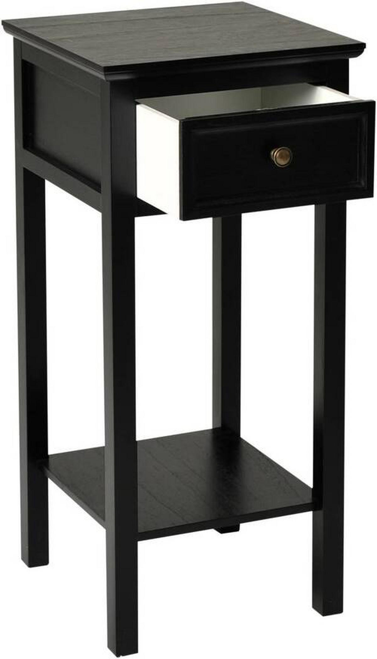SÄNGBORD i furu svart  - svart, Modern, metall/trä (35/75/35cm)