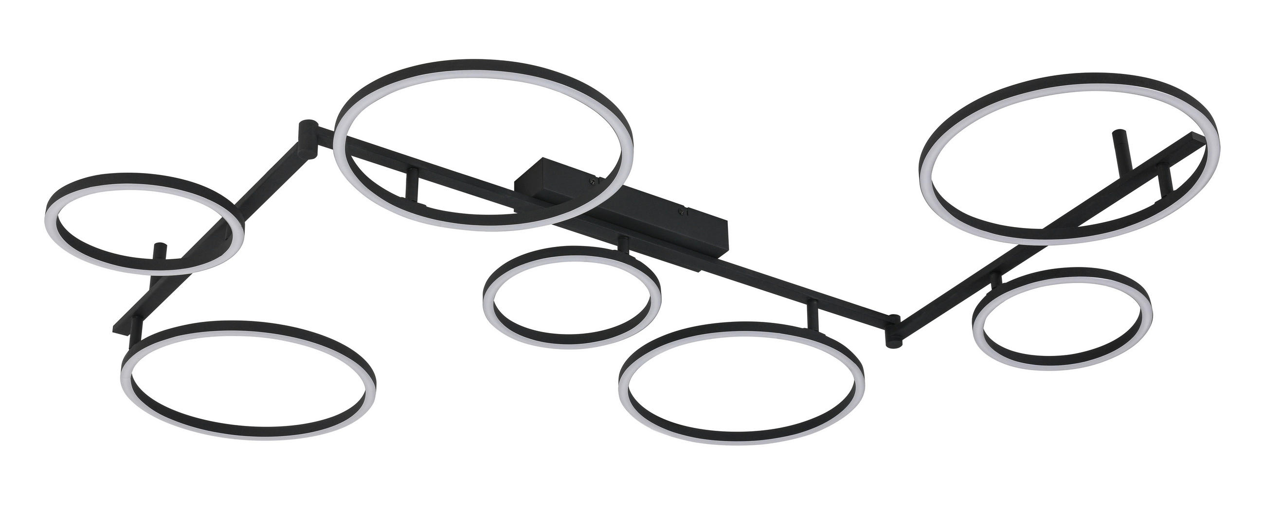LED-DECKENLEUCHTE Halo 118/127/12 cm   - Schwarz, Design, Kunststoff/Metall (118/127/12cm) - Novel