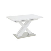 ESSTISCH in Glas, Holzwerkstoff 120-160/80/75 cm  - Weiß Hochglanz, MODERN, Glas/Holzwerkstoff (120-160/80/75cm) - MID.YOU