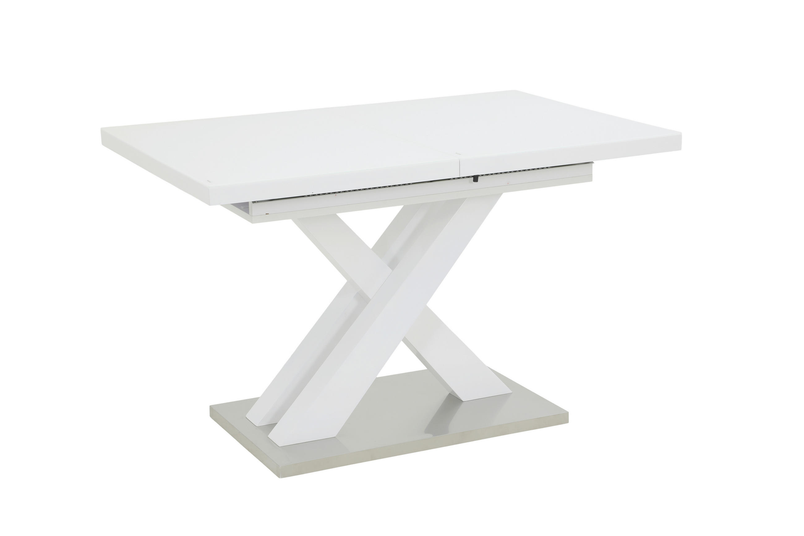 P & B Esstisch Weiß Hochglanz 80x75x120-160 cm