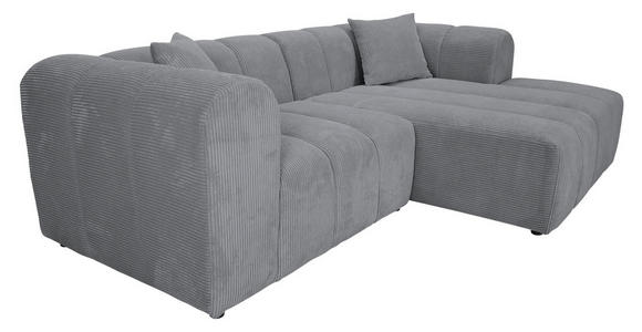 ECKSOFA Hellgrau Cord Zierkissen, Rücken echt  - Hellgrau/Schwarz, KONVENTIONELL, Kunststoff/Textil (250/162cm) - Carryhome