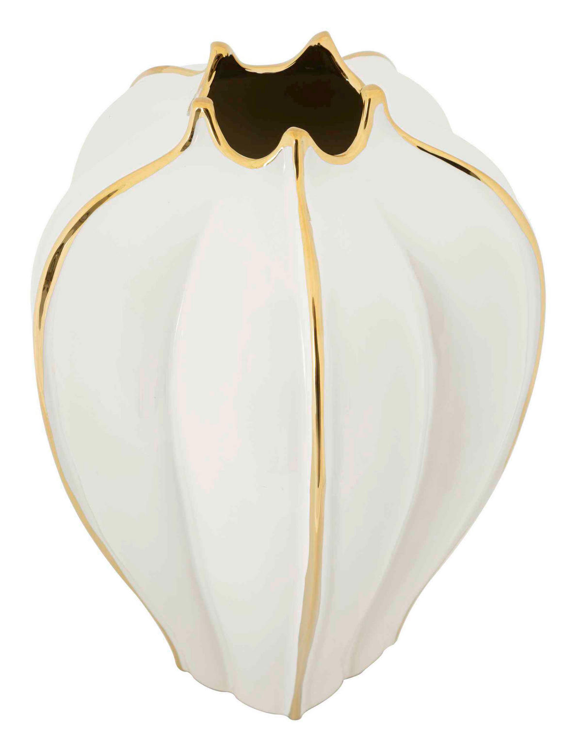 VASE  - Goldfarben/Weiß, Basics, Keramik (21/40/21cm)