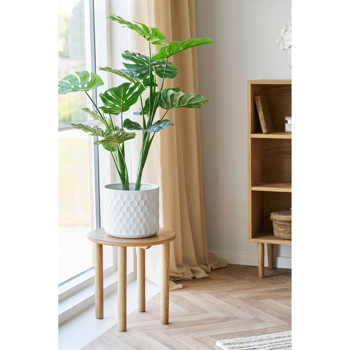 BEISTELLTISCH 40/40/40 cm Jena Eiche massiv Eichefarben rund  - Eichefarben, Basics, Holz (40/40/40cm)