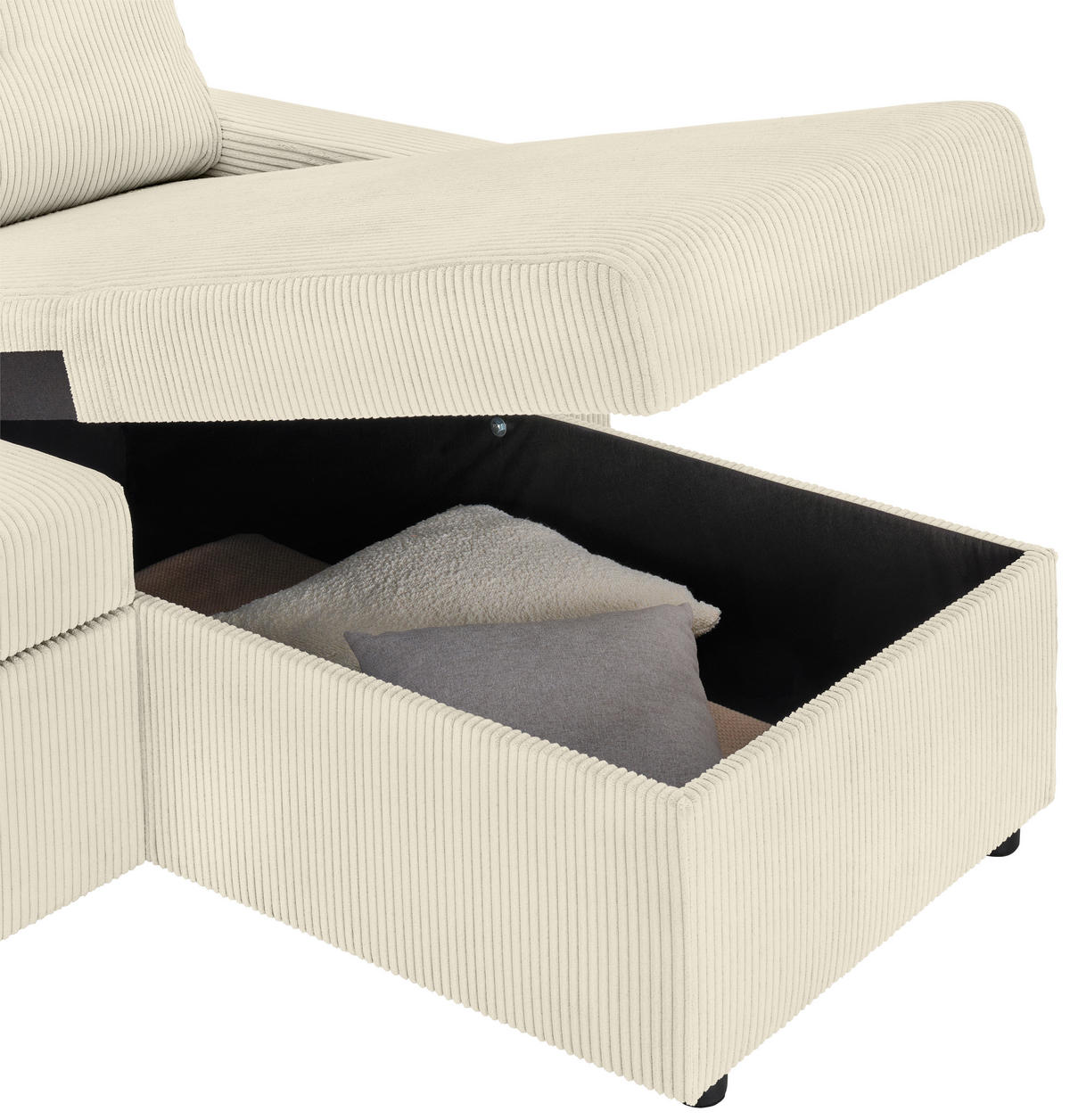 ECKSOFA - Creme/Schwarz, KONVENTIONELL, Kunststoff/Textil (218/155cm) - Ti'me