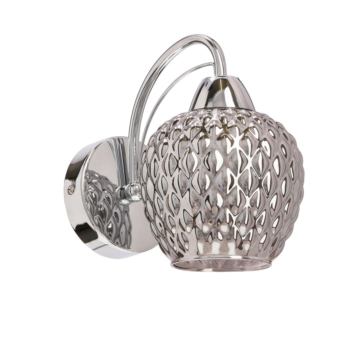 WANDLEUCHTE 20.5/13/19.5 cm   - Chromfarben, KONVENTIONELL, Glas/Metall (20.5/13/19.5cm)