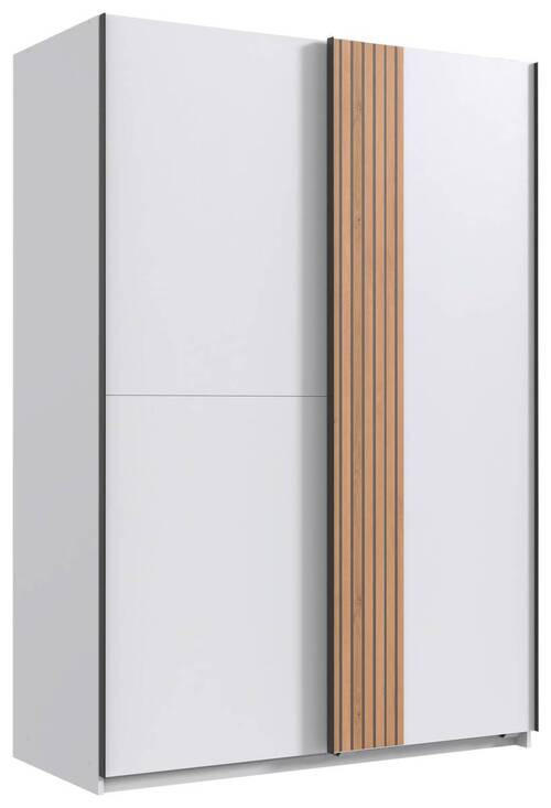 SCHWEBETÜRENSCHRANK in Weiss, Eiche Artisan - Weiss/Schwarz, Design, Holzwerkstoff/Metall (135/199/58cm) - Carryhome