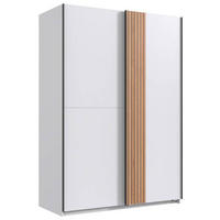 SCHWEBETÜRENSCHRANK in Weiss, Eiche Artisan  - Weiss/Schwarz, Design, Holzwerkstoff/Metall (135/199/58cm) - Carryhome