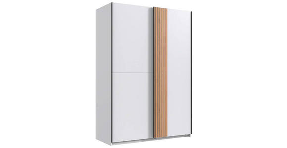 SCHWEBETÜRENSCHRANK in Weiß, Eiche Artisan - Schwarz/Weiß, Design, Holzwerkstoff/Metall (135/199/58cm) - Carryhome