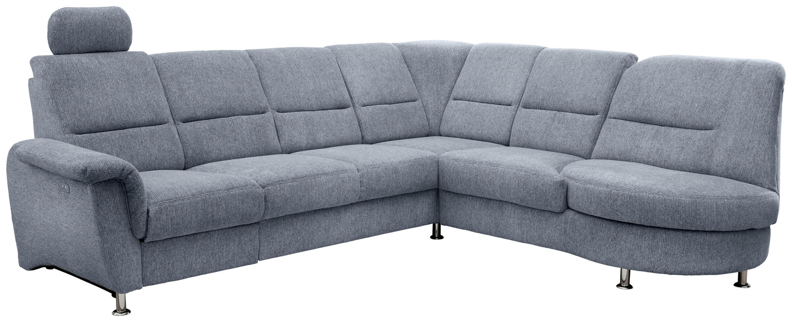 ECKSOFA in Chenille Hellblau - Chromfarben/Hellblau, Modern, Textil/Metall (275/236cm) - Livetastic