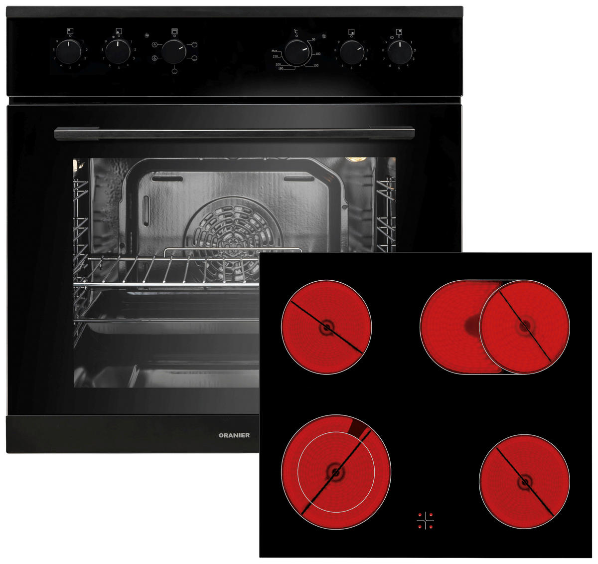 HERDSET EHS131  - Schwarz, Basics, Glas/Metall (59,5/59,5/55,0cm) - Oranier