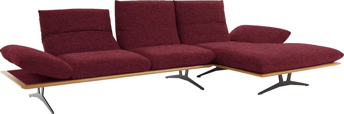 ECKSOFA Formia in Flachgewebe Bordeaux  314/159 cm  - Bordeaux/Schwarz, Design, Holz/Textil (314/159cm) - Dieter Knoll