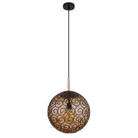 HÄNGELEUCHTE 35/120 cm  - Schwarz/Naturfarben, KONVENTIONELL, Holz/Kunststoff (35/120cm) - Globo