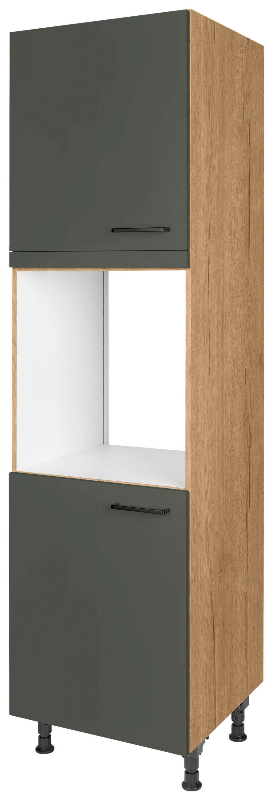 GERÄTEUMBAUSCHRANK 60/216,6/58 cm  in Grün, Eichefarben  - Eichefarben/Schwarz, MODERN, Holzwerkstoff/Metall (60/216,6/58cm) - Nobilia