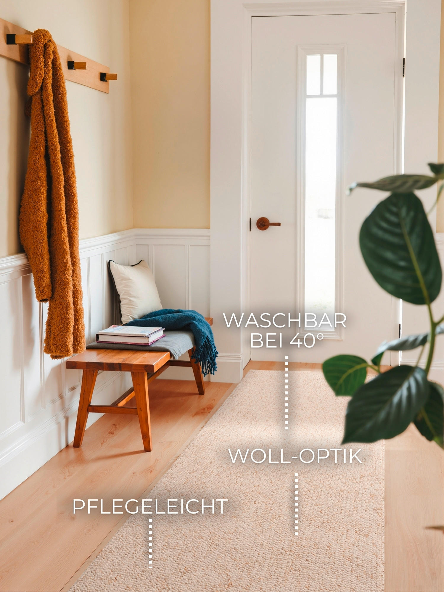 LÄUFER 80/240 cm Rocco  - Champagner/Creme, Basics, Kunststoff (80/240cm) - Elle Decoration