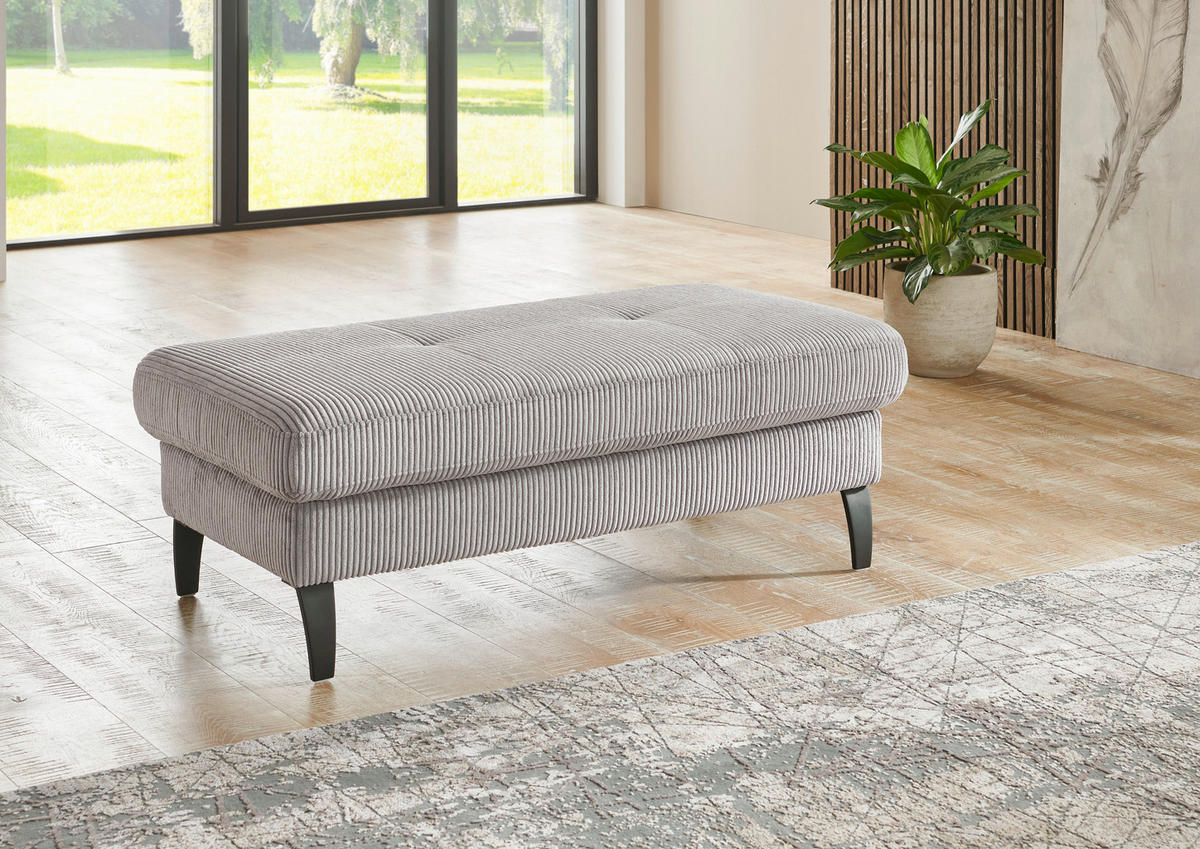 HOCKER in Textil Hellgrau  - Hellgrau/Schwarz, Modern, Textil/Metall (130/45/67cm) - Beldomo Style