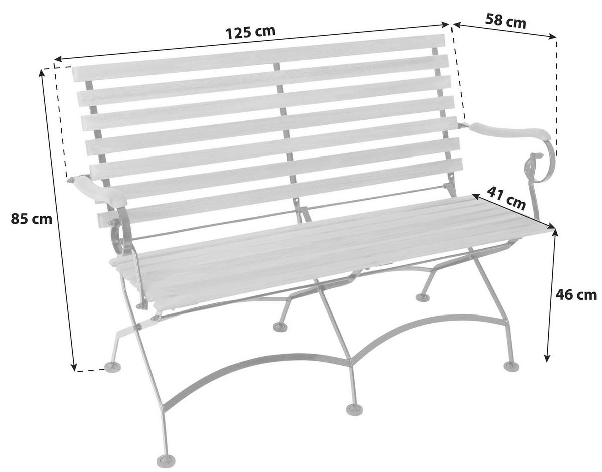 GARTENBANK 125/58/85 cm Eukalyptusholz  Stahl  - Naturfarben, ROMANTIK / LANDHAUS, Holz/Metall (125/58/85cm) - Gardenson