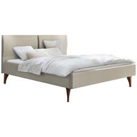 POLSTERBETT gepolstertes Kopfteil 180/200 cm  in Nussbaumfarben, Beige  - Beige/Nussbaumfarben, Design, Holz/Textil (180/200cm) - Hasena