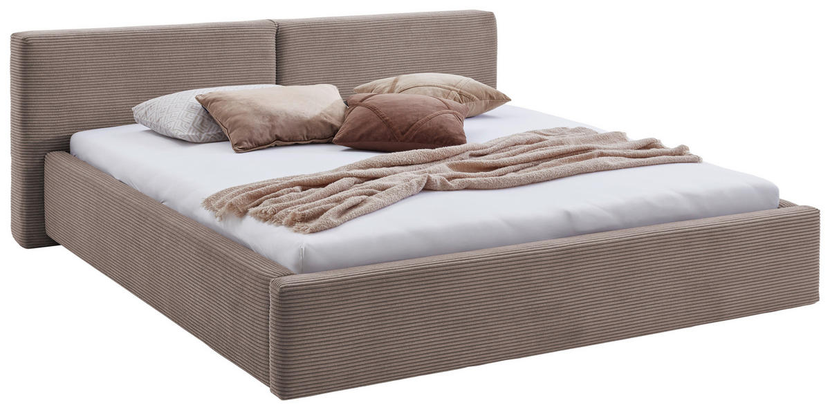 POLSTERBETT 160/200 cm, inkl. Lattenrost, Bettkasten,  in Taupe  - Taupe, Basics, Holz/Textil (160/200cm) - Boxxx